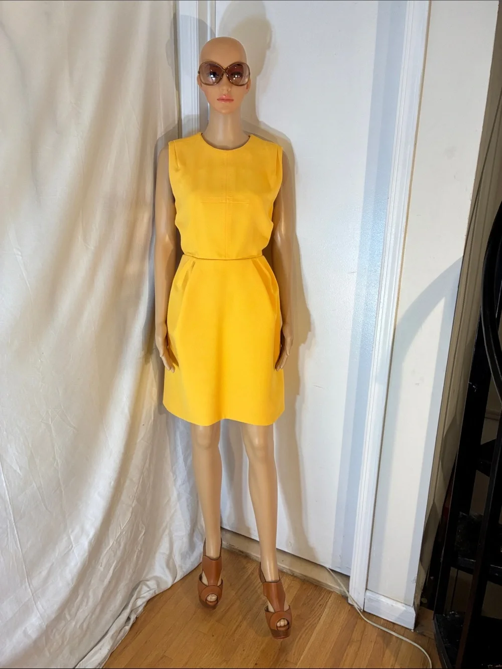 Stunning Like New Louis Vuitton Yellow Sleeveless Pleated Dress